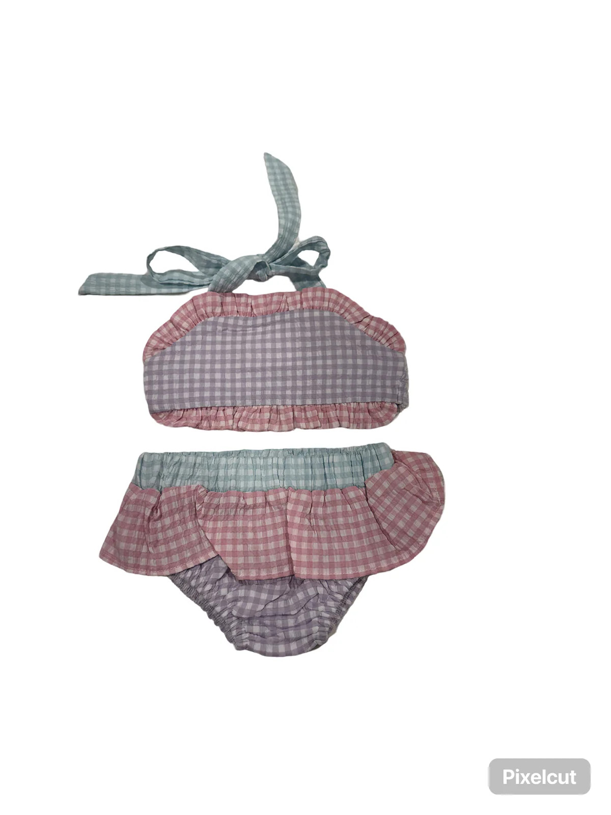 Seersucker Pretty Pastel Ruffle Bikini Swimsuit | Persnickety