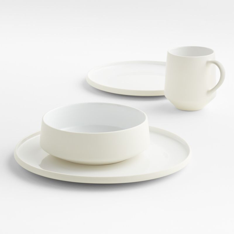 Tour White Porcelain Dinnerware 4-Piece Place Setting + Reviews | Crate & Barrel | Crate & Barrel