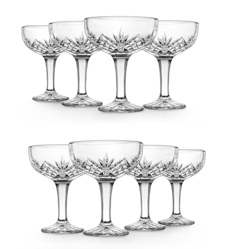 Godinger Champagne Glasses, Champagne Glass Set, Coupes Barware Glasses - 6oz., Dublin Crystal Collection, SET OF 8 | Amazon (US)