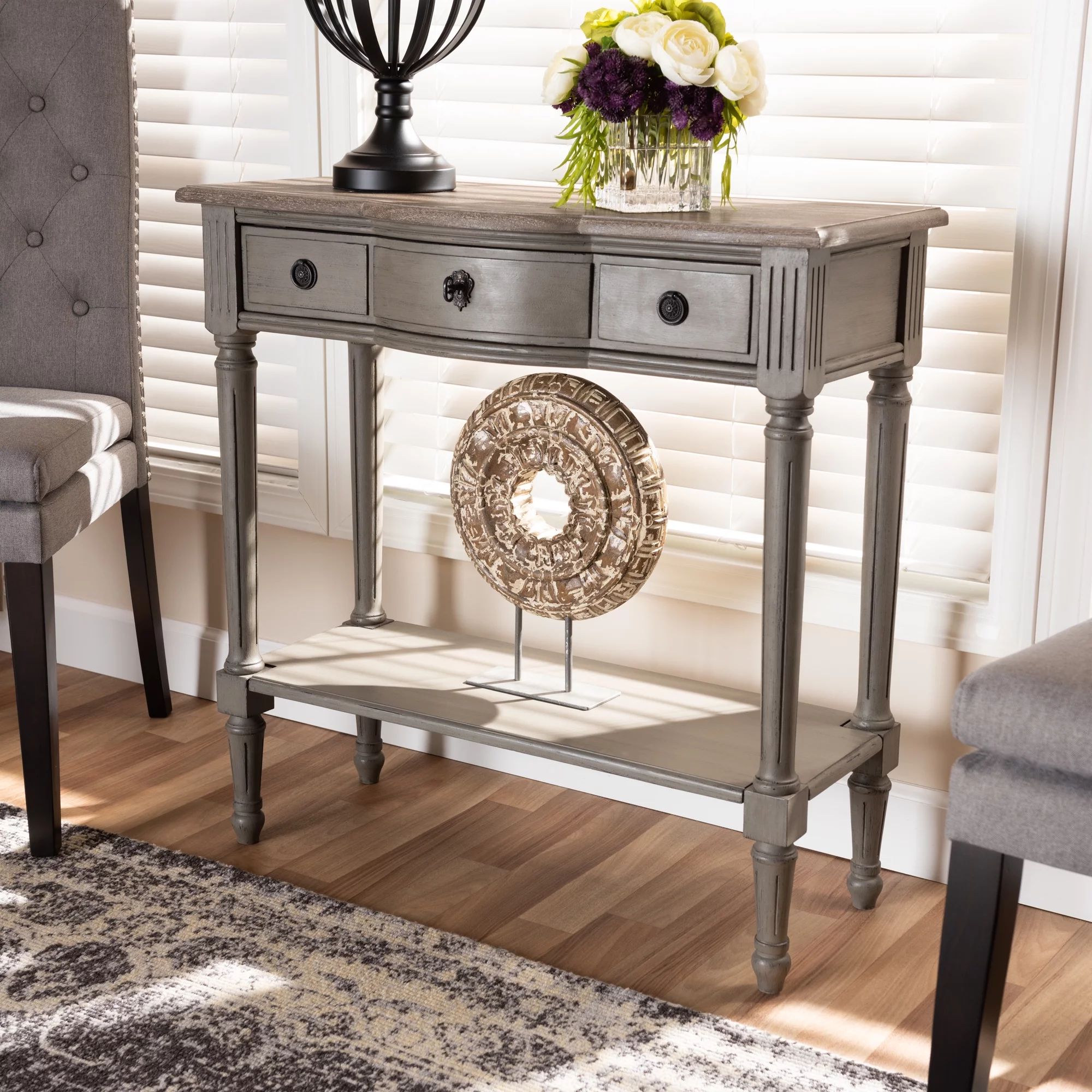 Baxton Studio Noelle French Provincial Gray Finished 1-Drawer Wood Console Table - Walmart.com | Walmart (US)