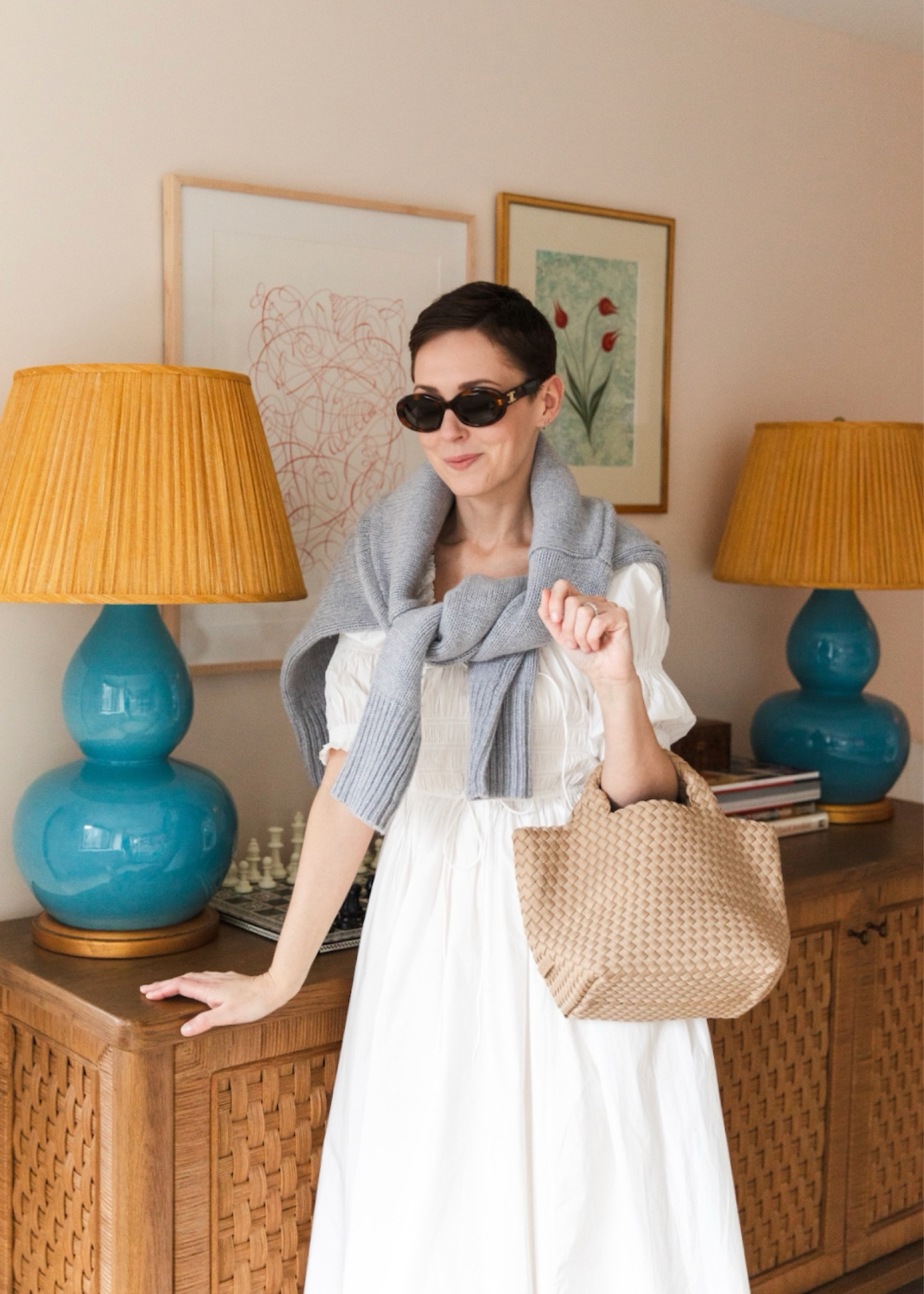 Spring favorites from @saks! I can’t get enough of this timeless cotton dress, my new mini tote, woven flats, and tortoiseshell sunglasses! Shop all these pieces and more of my Saks spring favorites below. #saks #sakspartner