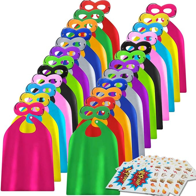 ADJOY Superhero Capes and Masks 24 Sets for Kids with Superhero Stickers Decoration - Superhero T... | Amazon (US)