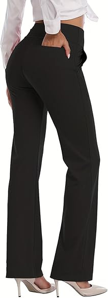 HISKYWIN Inner Pocket Yoga Pants 4 Way Stretch Tummy Control Workout Running Pants, Long Bootleg ... | Amazon (US)