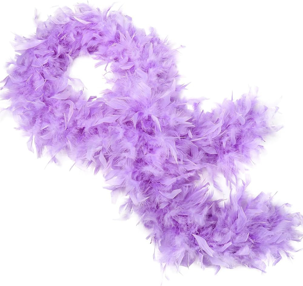 THARAHT Lavender Chandelle Turkey Feather Boa 2 Yards 40g for DIY Craft Home Dancing Wedding Part... | Amazon (US)