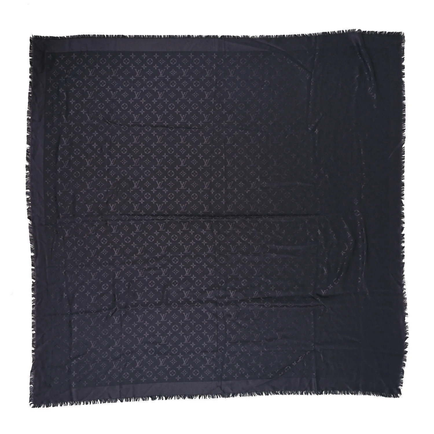 Silk Wool Monogram Shawl Charcoal Grey | FASHIONPHILE (US)