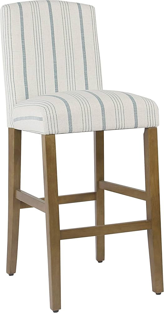 HomePop Parsons Classic Upholstered High Back Curved Top Barstool, 29-inch, Blue Calypso Stripe | Amazon (US)