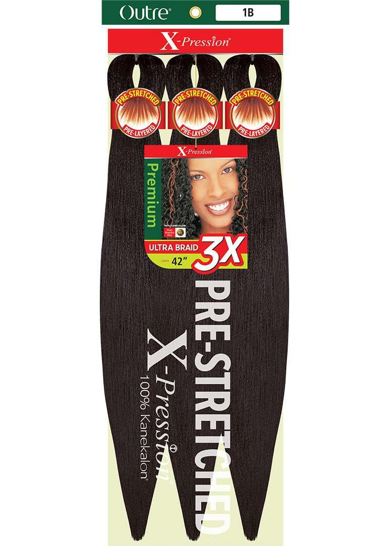 Outre X-Pression Braid Pre Stretched Braid 42" 3X (2 Pack, OFF BLACK 1B) | Amazon (US)