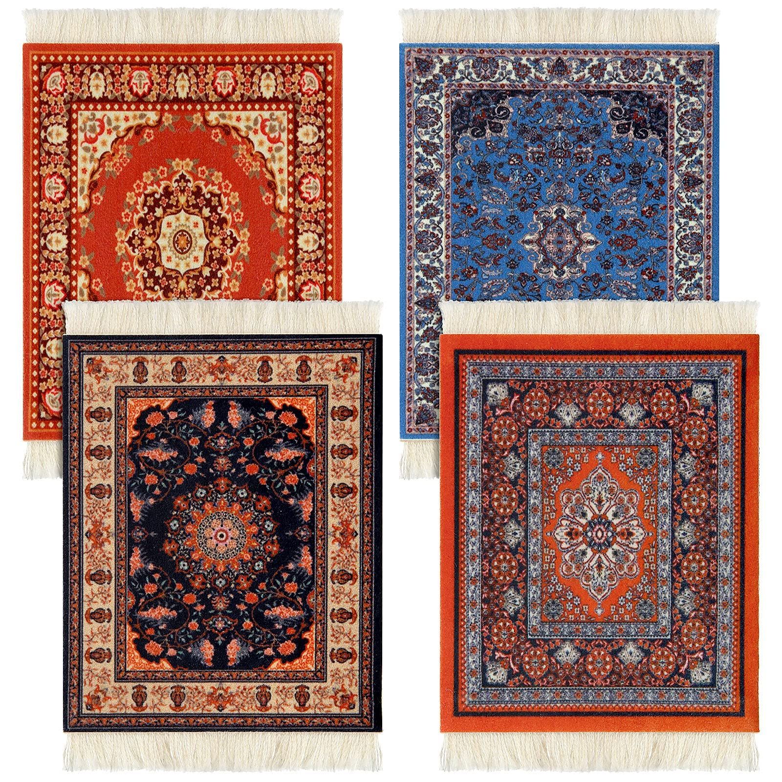 4 Pieces Rug Table Coasters Table Drink Holders Oriental Design Fabric Carpet Drink Mats Oriental De | Amazon (US)