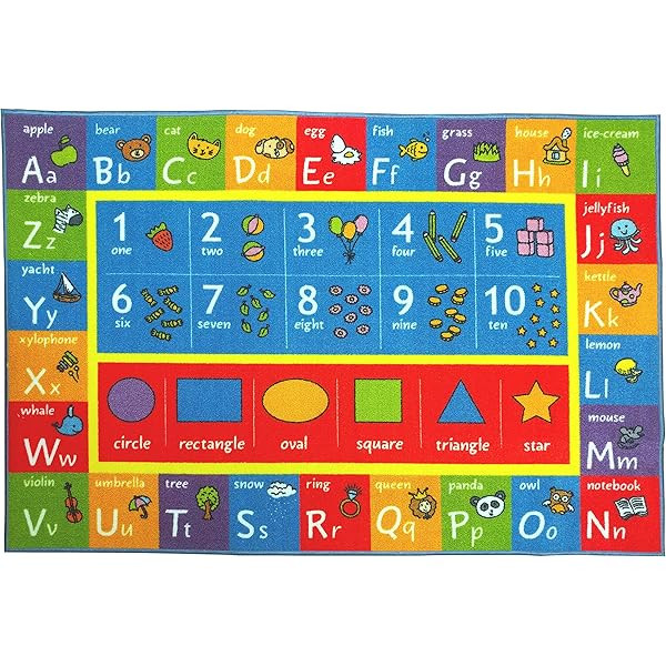 PartyKindom Kids Play Rug Mat Playmat with Non-Slip Design Playtime Collection ABC, Numbers, Shapes  | Amazon (US)