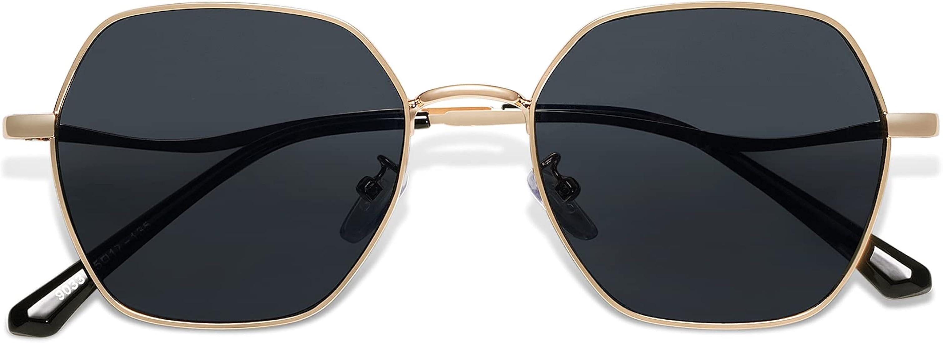 SOJOS Hexagon Square Sunglasses For Women Trendy Small Faces Octagon Gold Rim Wire Frame Geometri... | Amazon (US)