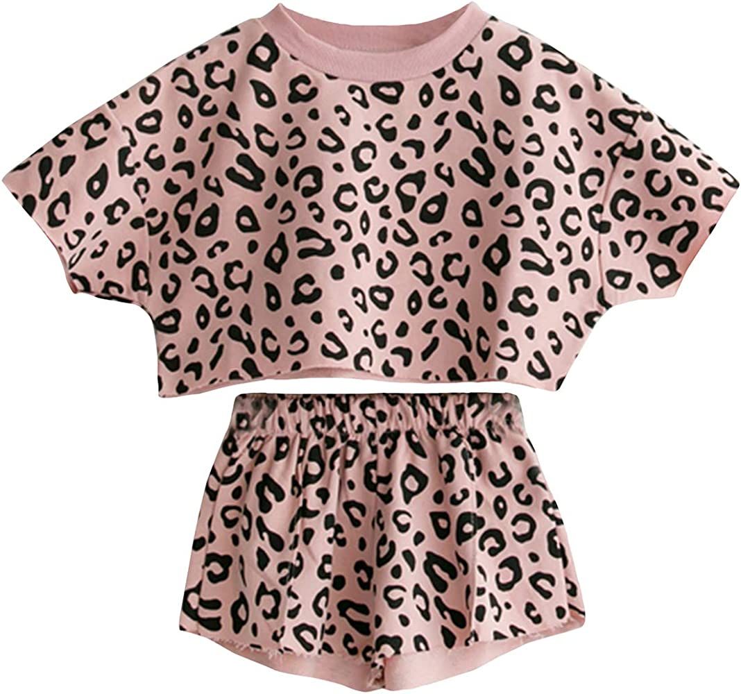 Toddler Baby Girls Leopard Print Summer Clothes Set T-Shirt and Short Pants 2pcs Outfits | Amazon (US)