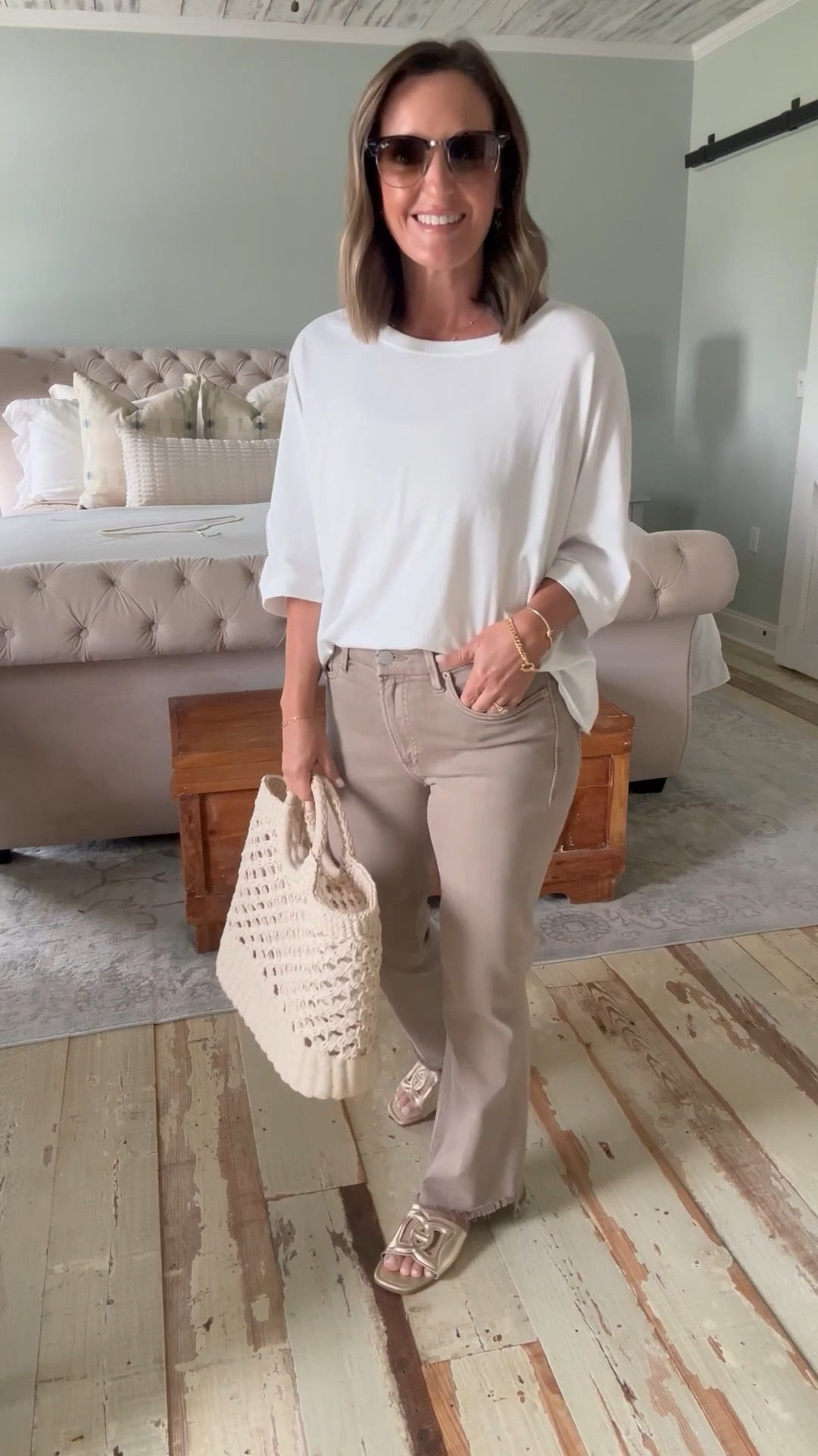 Amazon white shirt. Worn 3 different ways. 
Target style 
Mother denim 
Amazon style 