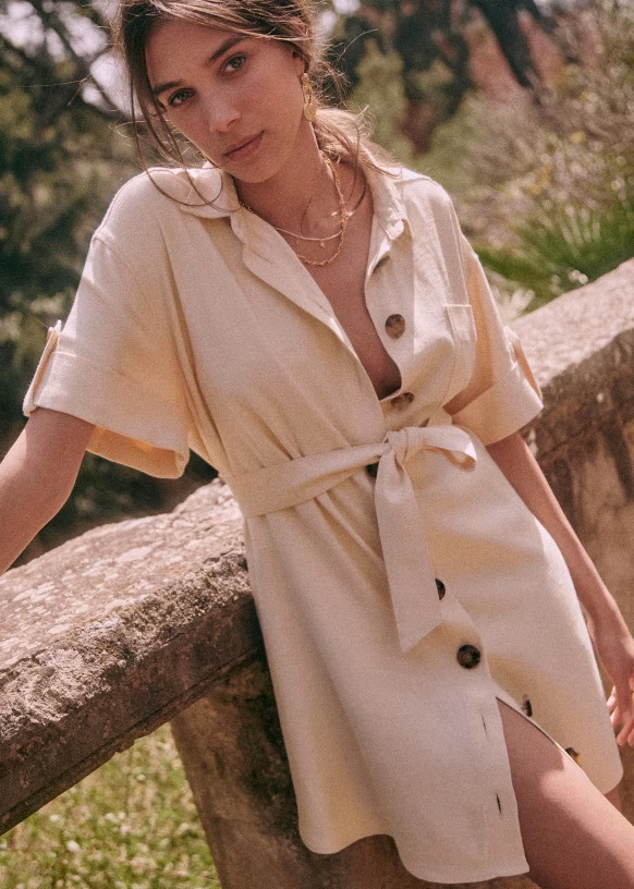 Célia Dress - Cream - Viscose - Sézane | Sezane Paris