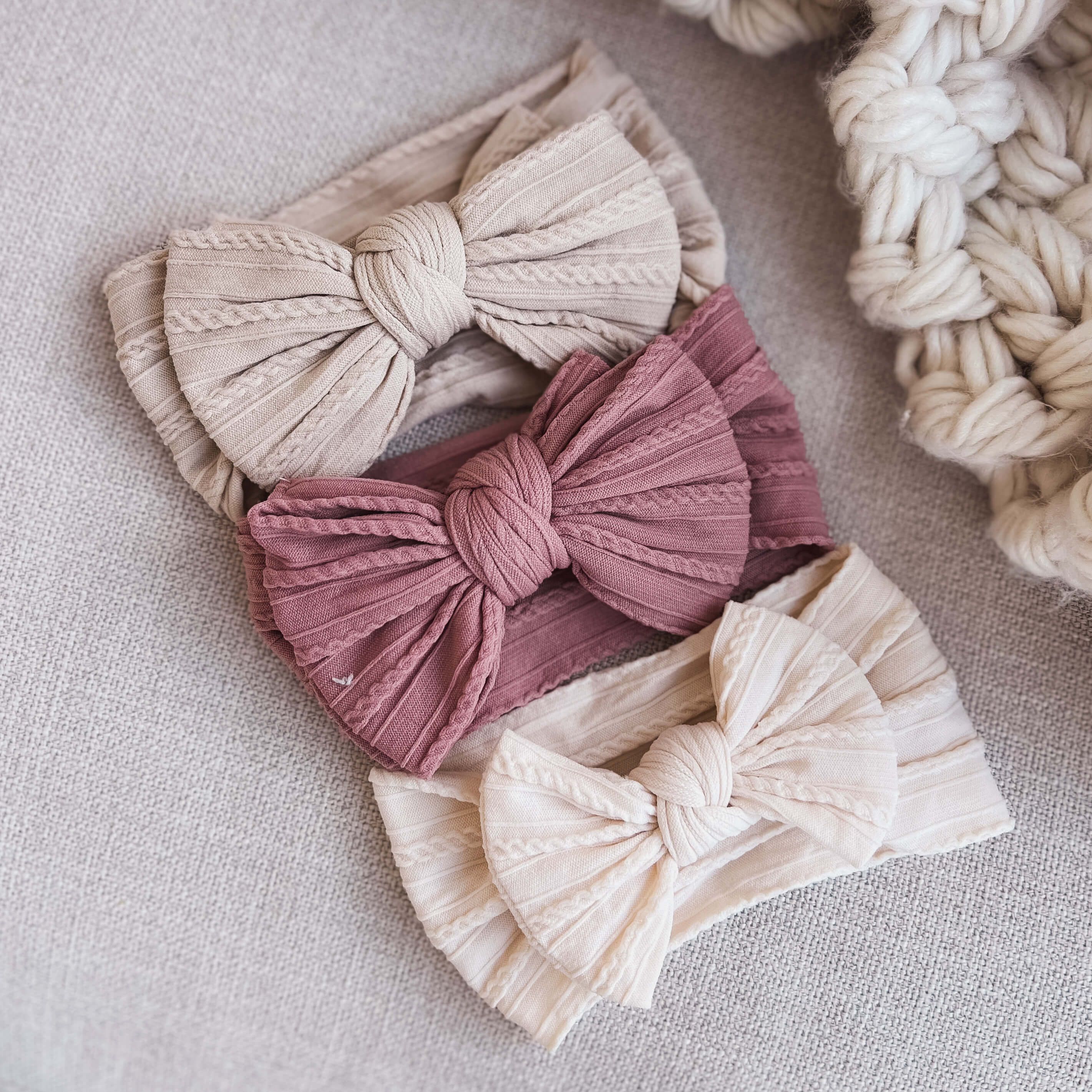 Large Soft Cable Knit Bow | Caden Lane