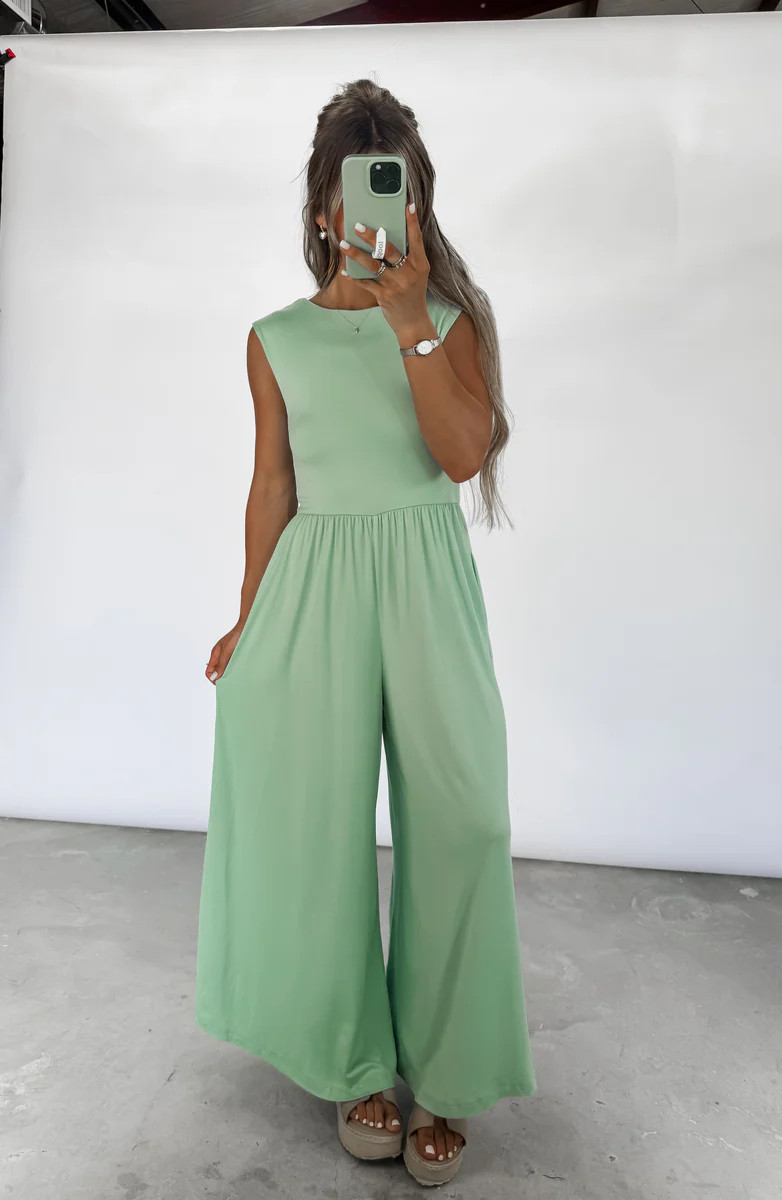 Taylor Round Neck Wide Leg Jumpsuit - Mint | CK Squared Boutique