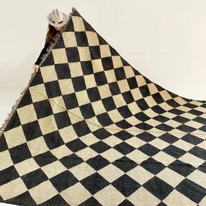 Black Diamond Mosaic Area Rug Checkerboard Rug - Black White Rug Ecofriendly Area Rug, Bedside Ar... | Etsy (US)