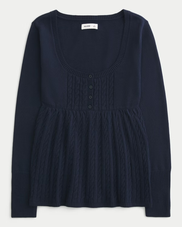 Long-Sleeve Babydoll Sweater | Hollister (US)