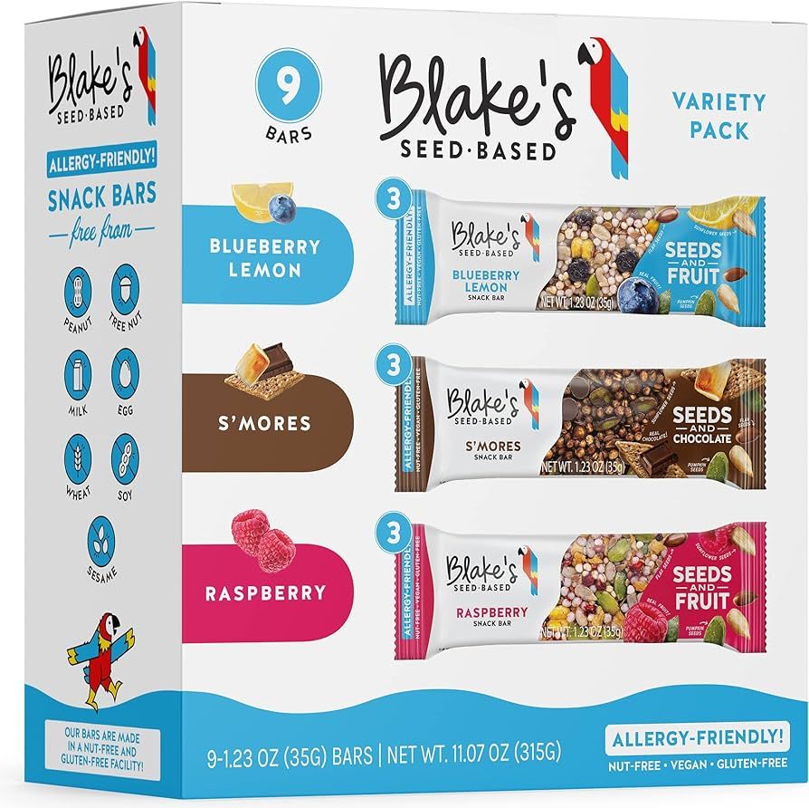 Blake’s Seed Based Snack Bar – Variety Pack (9 Bars), Nut Free, Gluten Free, Dairy Free & Veg... | Amazon (US)