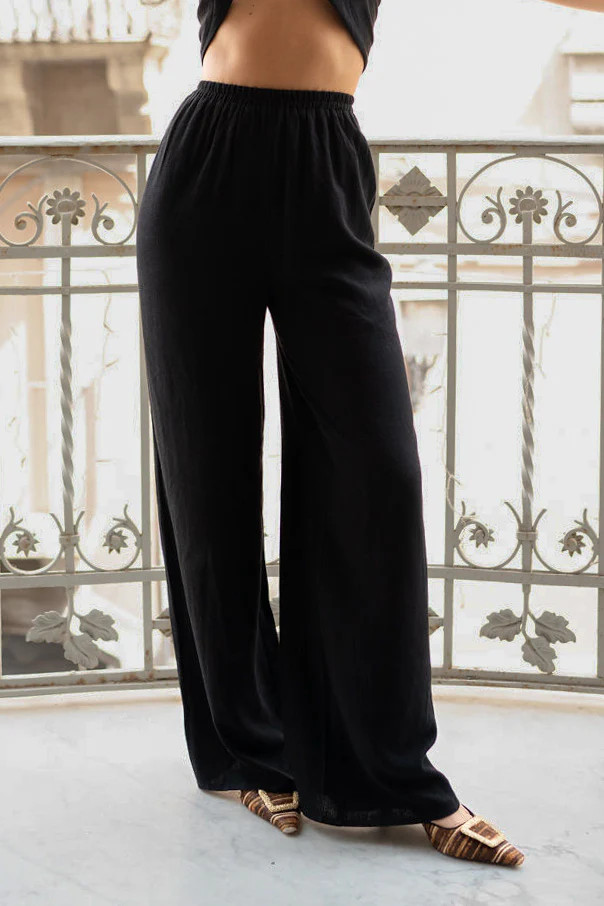 Amalfi Black Linen Pants | 12th Tribe