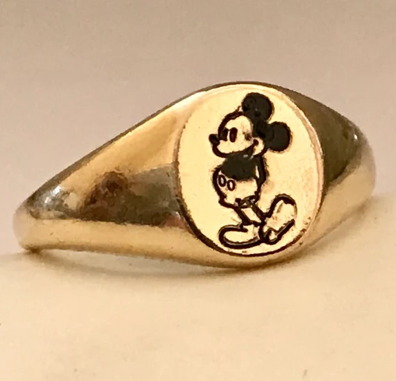 Vintage Disney Mickey Mouse Ring Gold Plated Size 4 5 6  Disneyana RARE | Etsy (US)