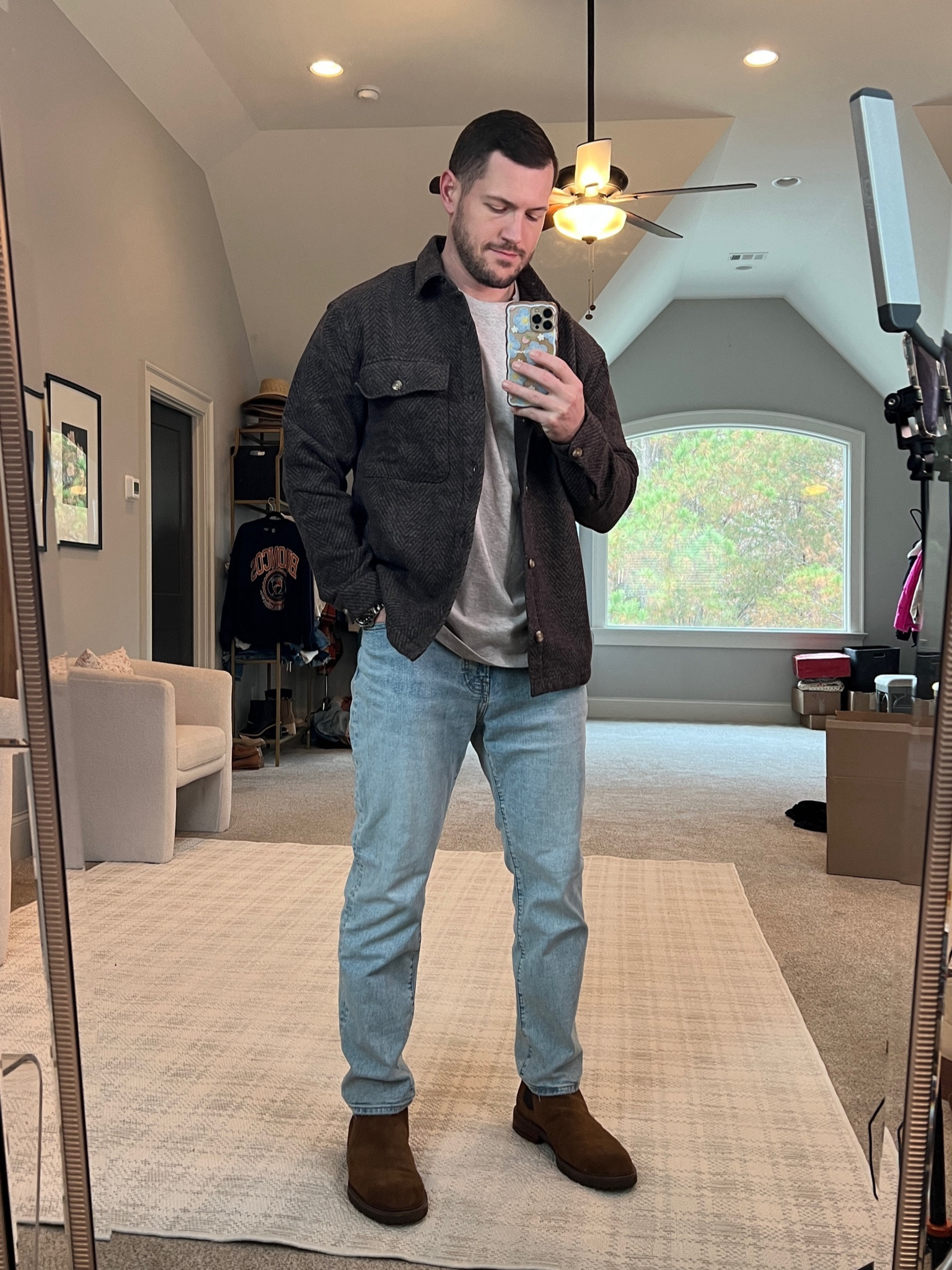 Men’s Fall Jacket Jeans Large TTS brown boots comfy tee TTS L on jackets, TTS Jeans 34x30, size up 1 to XL on tees, ⭐️ 25% off EVERYTHING + extra 15% off with code CYBERAF!! ⭐️

#LTKSeasonal #LTKmens #LTKHoliday