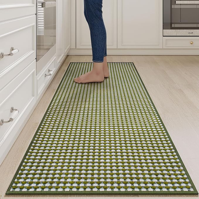 Long Kitchen Runner Rugs Kitchen Mat Non Slip Washable, Super Absorbent Soft Chenille Braided Kit... | Amazon (US)