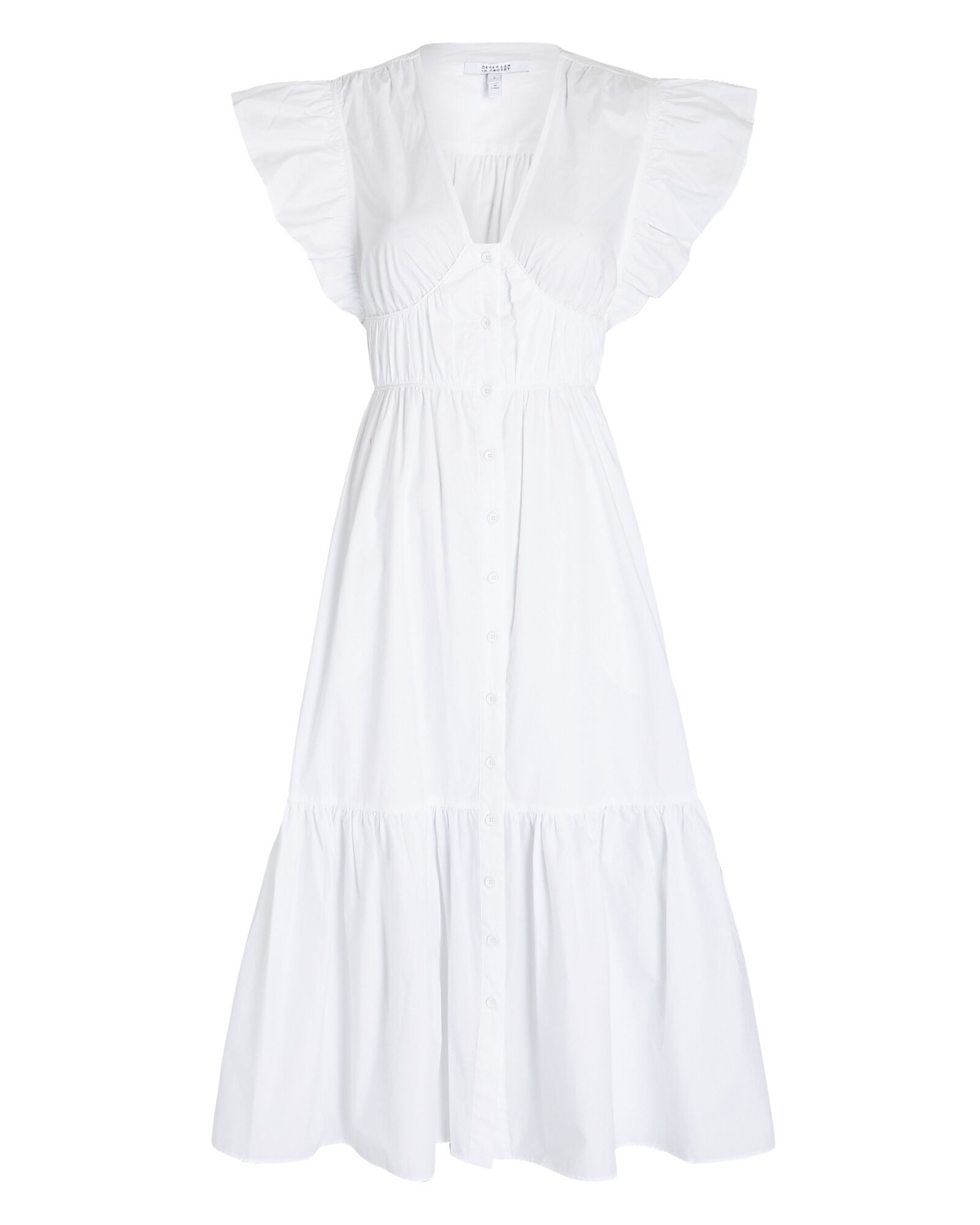 Greta Ruffled Poplin Midi Dress | INTERMIX