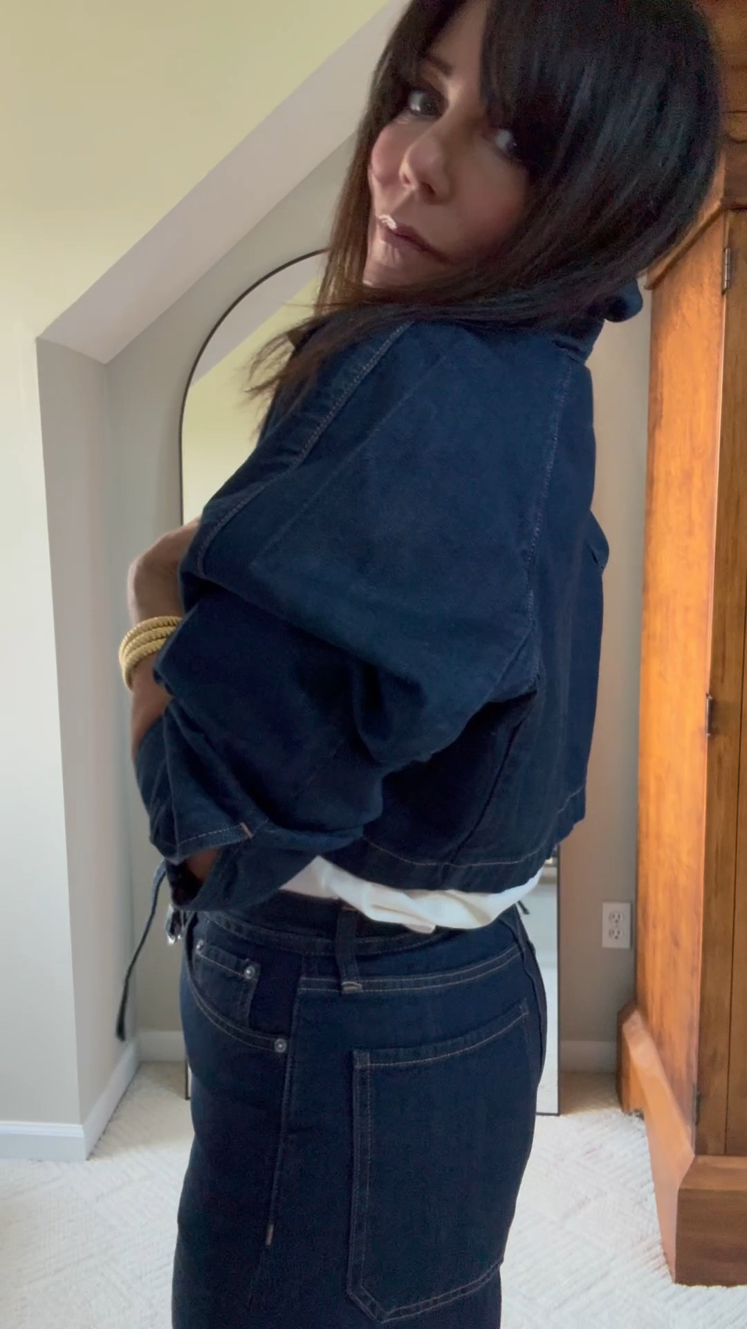 Love this denim jacket - it’s a little different with barrel like sleeves and a shorter length - perfect to throw on over anything. Also it’s slightly lighter weight which is perfect! 

#LTKWorkwear #LTKTravel #LTKFindsUnder100