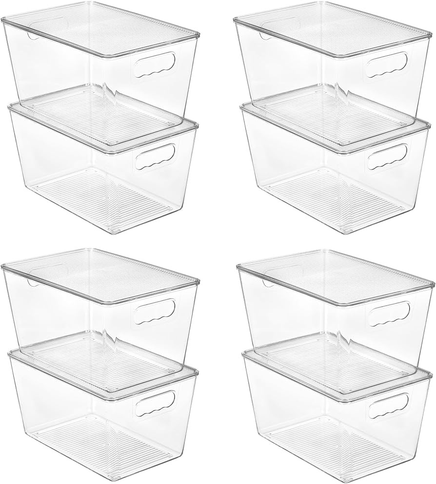 Vtopmart 8 Pack Clear Stackable Storage Bins with Lids, Large Plastic Containers with Handle for ... | Amazon (US)
