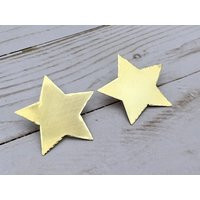 Gold Star Stud Earrings, Patriotic Jewelry, Brass Oversized Earrings | Etsy (US)