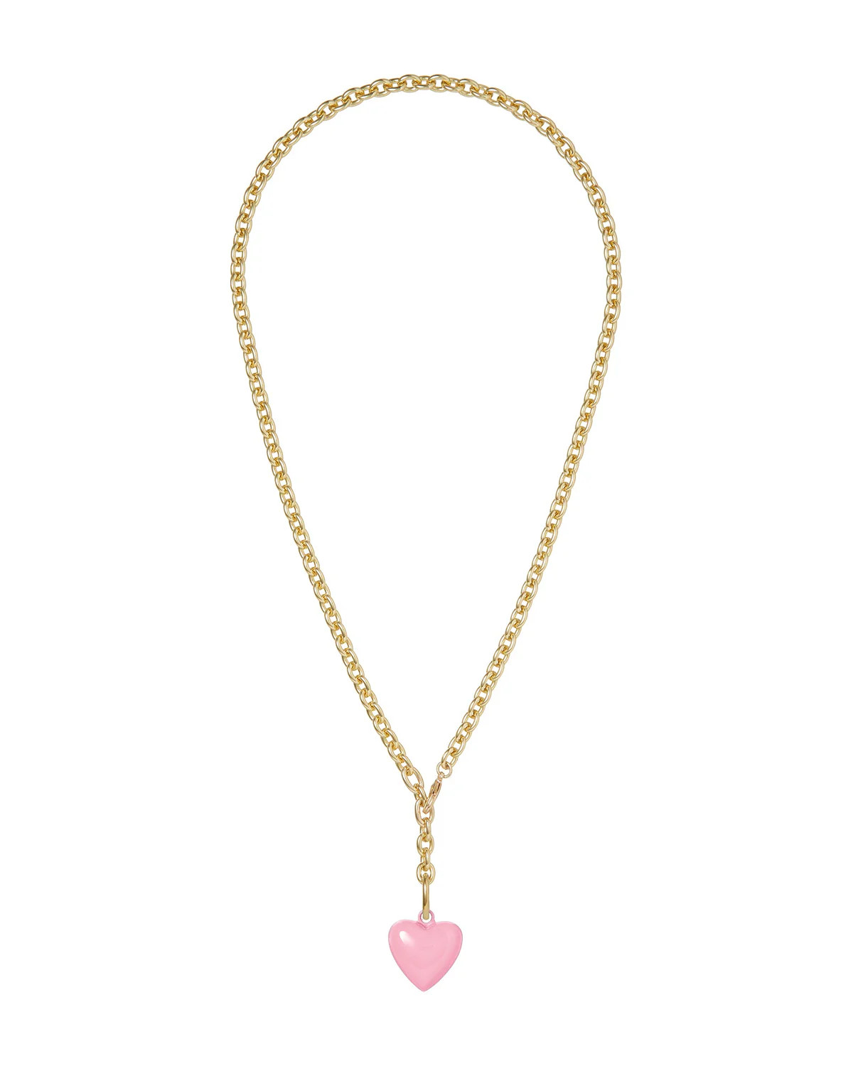 The Mini Puffy Heart Necklace in Pink | Over The Moon