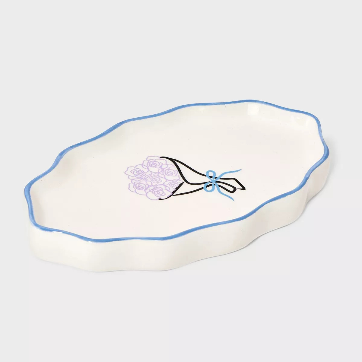 Flower Bouquet Small Ceramic Jewelry Tray - A New Day™ Blue/Purple | Target