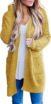 MEROKEETY Women's Long Sleeve Soft Chunky Knit Sweater Open Front Cardigan Outwear with Pockets | Amazon (US)