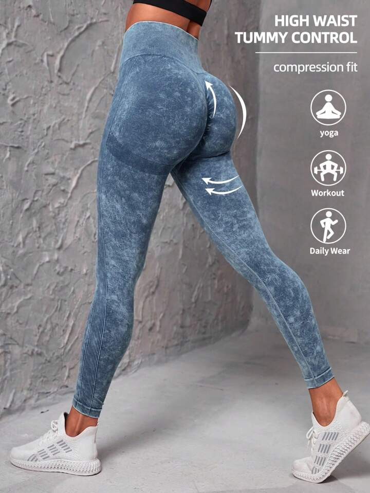 Yoga Trendy Leggings deportivos de tie dye control de barriga | SHEIN