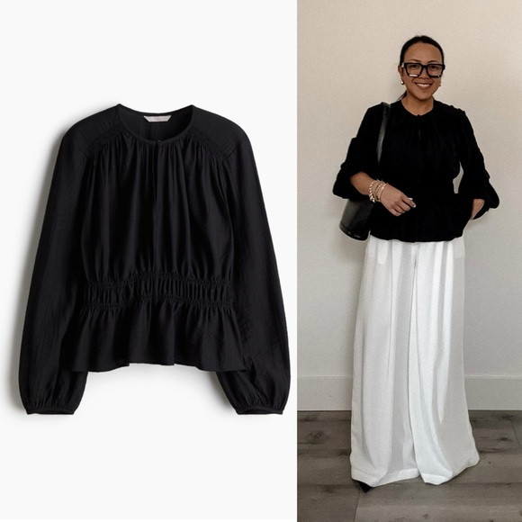 Black Smock Detail Blouse (S, L) | Poshmark