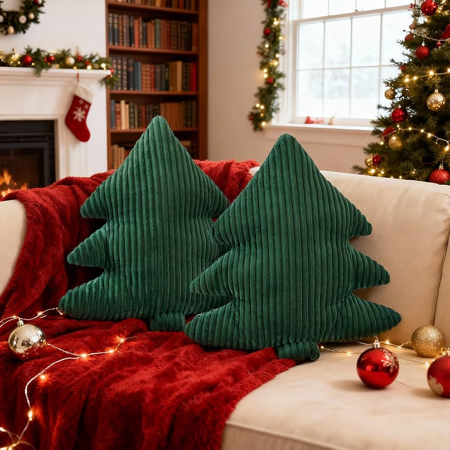 Lanpn Christmas Tree Pillows Set of 2, Xmas Decoration Narrow Stripes Winter Throw Pillow Soft Cu... | Amazon (CA)