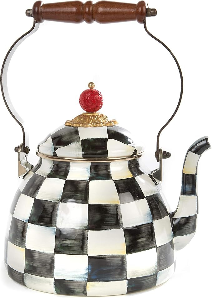MacKenzie-Childs Courtly Check Enamel Tea Kettle, Decorative Tea Kettle, 2-Quart Capacity | Amazon (US)