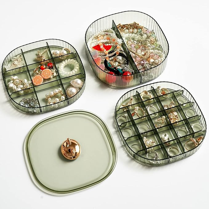 Sunkaioo Earring Organizer,Stackable 3-Layers Clear Jewelry Box with Lid,Stud Earring Organizer f... | Amazon (US)