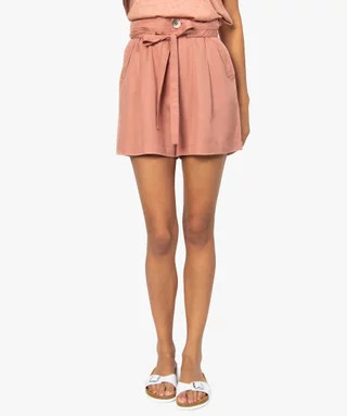 Short femme en lyocell coupe large rose | Gemo
