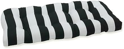 Pillow Perfect Stripe Indoor/Outdoor Sofa Setee Swing Cushion, Tufted, Weather, and Fade Resistan... | Amazon (US)