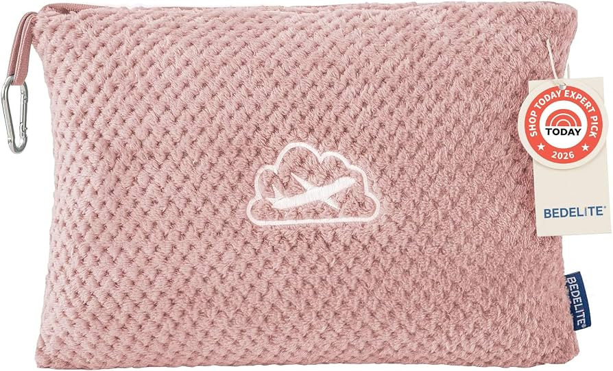 BEDELITE Travel Blanket with Bag, Jacquard Fleece Blanket 65"x40", Pink | Amazon (US)