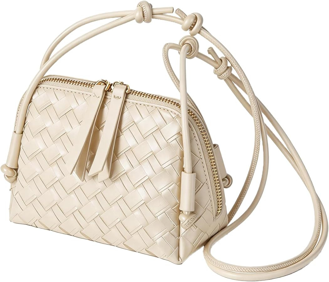 JYG Woven Crossbody Bags for Women PU Leather Handwoven Shoulder Bag Mini Satchel Purses with Adj... | Amazon (US)