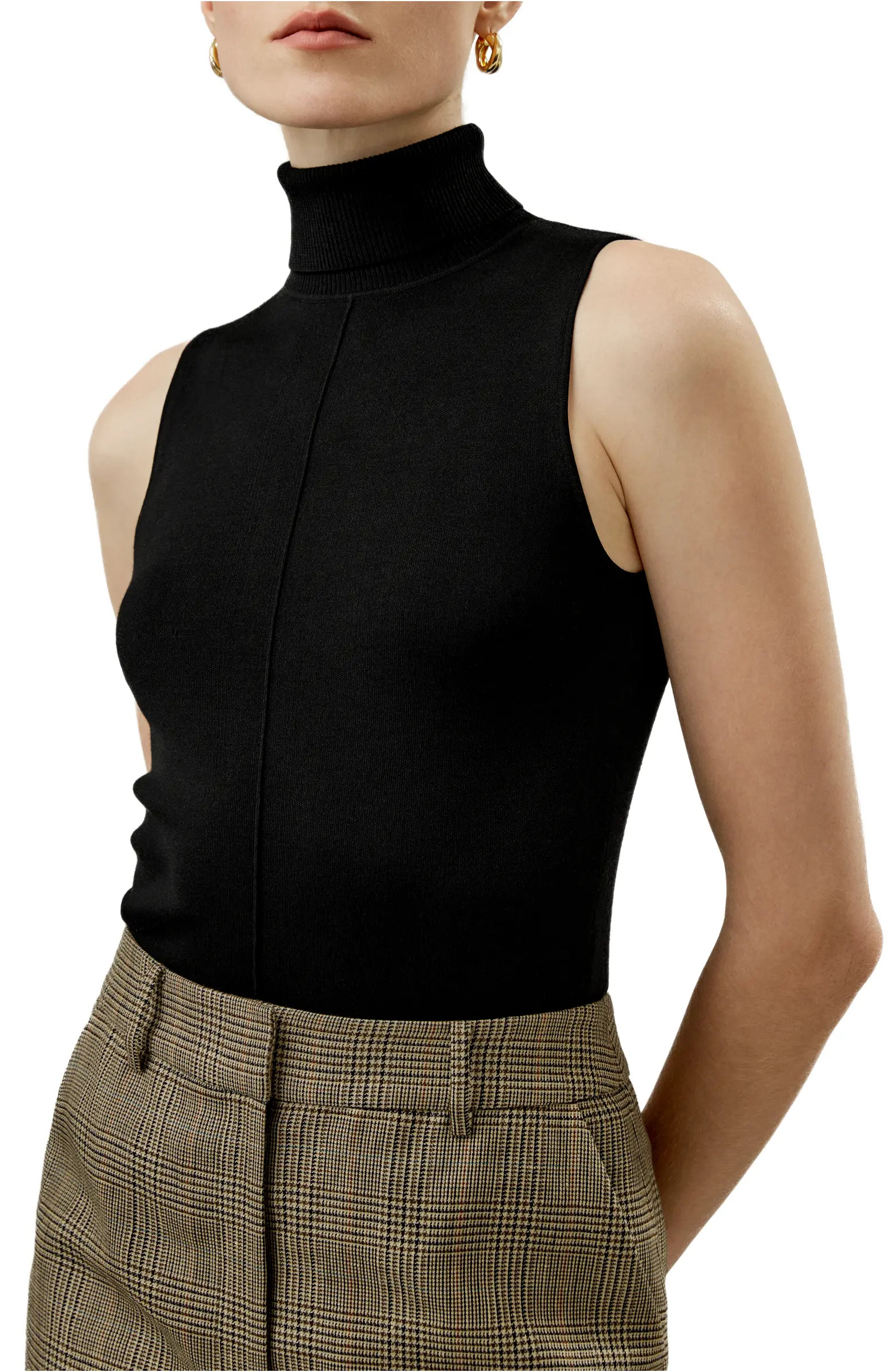 Silk Knitted Turtleneck Sleeveless Top | Nordstrom