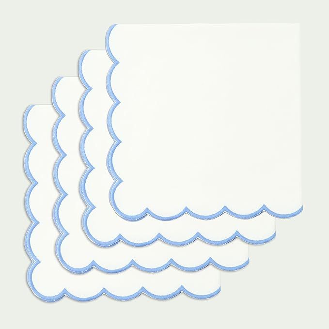 Scalloped Embroidery Cloth Napkins Table Decor Spring 100% Cotton Set of 4-18 x 18 inch - White -... | Amazon (US)