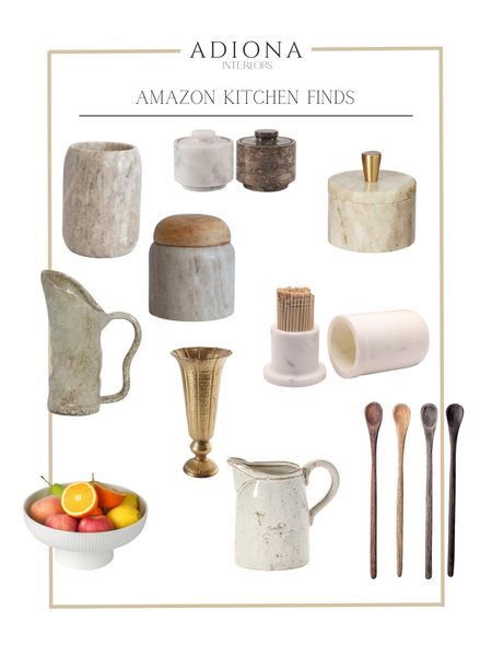 Amazon kitchen finds 

Fruit bowl, wooden spoons, pitcher, bud vase, wine cooler, salt cellar, storage container, toothpick holder 

#LTKhome #LTKSpringSale #LTKSeasonal