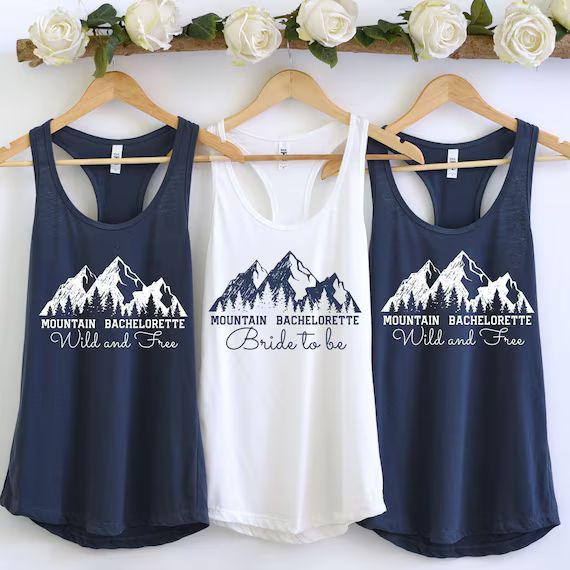 Mountain Bachelorette Party Tanks Camp Cabin Bachelorette Shirts Wild and free Bridesmaid Tees Ru... | Etsy (US)