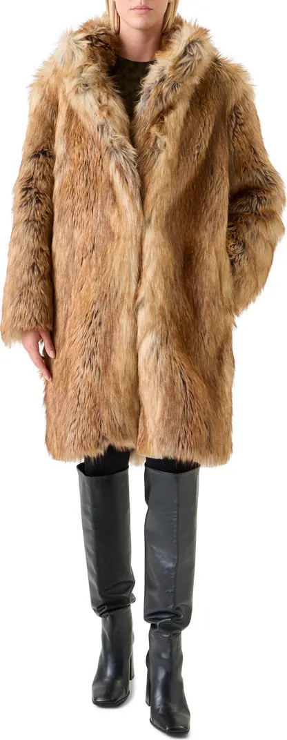 Stand Collar Faux Fur Coat | Nordstrom
