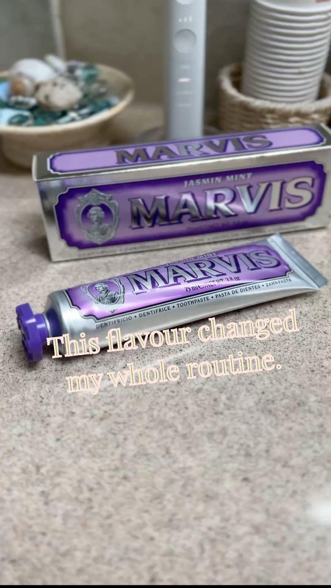 Luxury toothpaste that tastes like jasmine tea and fresh mint… I didn’t expect to love this as much as I do. Marvis is the addictive European toothpaste from Italy that you have to try. This is my favorite variety. It comes in different flavors that are unique and really make brushing your teeth a pleasure. It is such a departure from the standard toothpastes we have here in the US. They have varieties that contain fluoride and others that are fluoride free. 

#viral #viralbrands #trending ltkseasonal    #ltkactive #ltkhome #ltkover40 #ltku #ltkparties #springoutfit #cozyset #ltksalealert #trendingstyle  #easter #easteroutfit #matchingset #springlooks #ltkgrwme #ltkfindsunder50  #travelset #ltktall #ltkpetite #ltkmidsize #ltkplussize #ltkmomlife #target #amazon #easterbasket #easterbasketstuffers
#ltkfindsunder100 #loungepants  #giftsforher #eastergifts #basketstuffers #selfcare #ltkfindsunder100 #ltktravel #ltkmens #ltkbeauty #ltkwomen #ltkstyletip #marvis #marvistoothpaste 
#ltkfindsunder50 #ltku #ltkfamily #viralreels❤️ #toothpaste

#LTKSpringSale #LTKmorningroutine #LTKdayinmylife