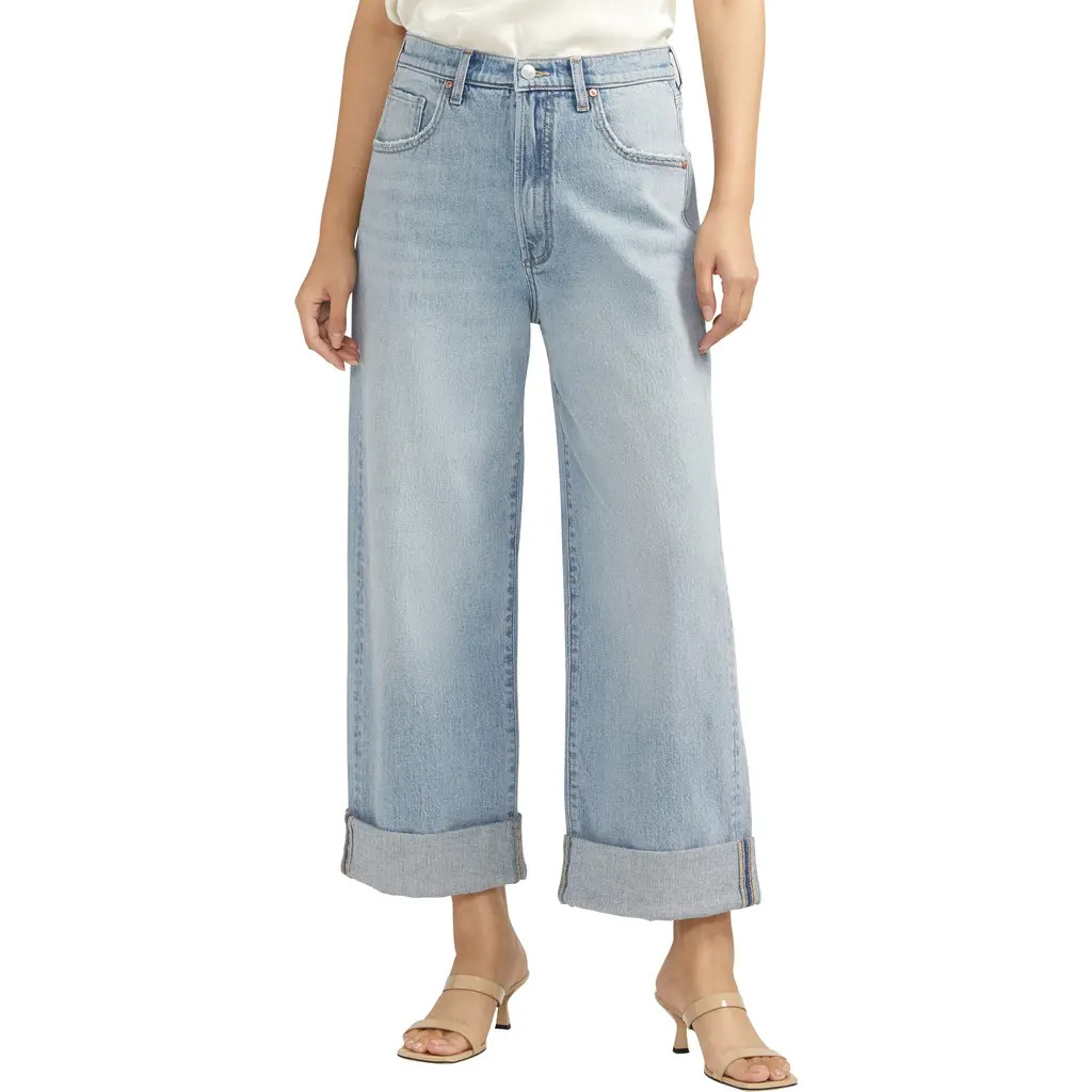 Silver Jeans Co. Baggy Crop Wide Leg Jeans in Indigo at Nordstrom, Size 30 26 | Nordstrom