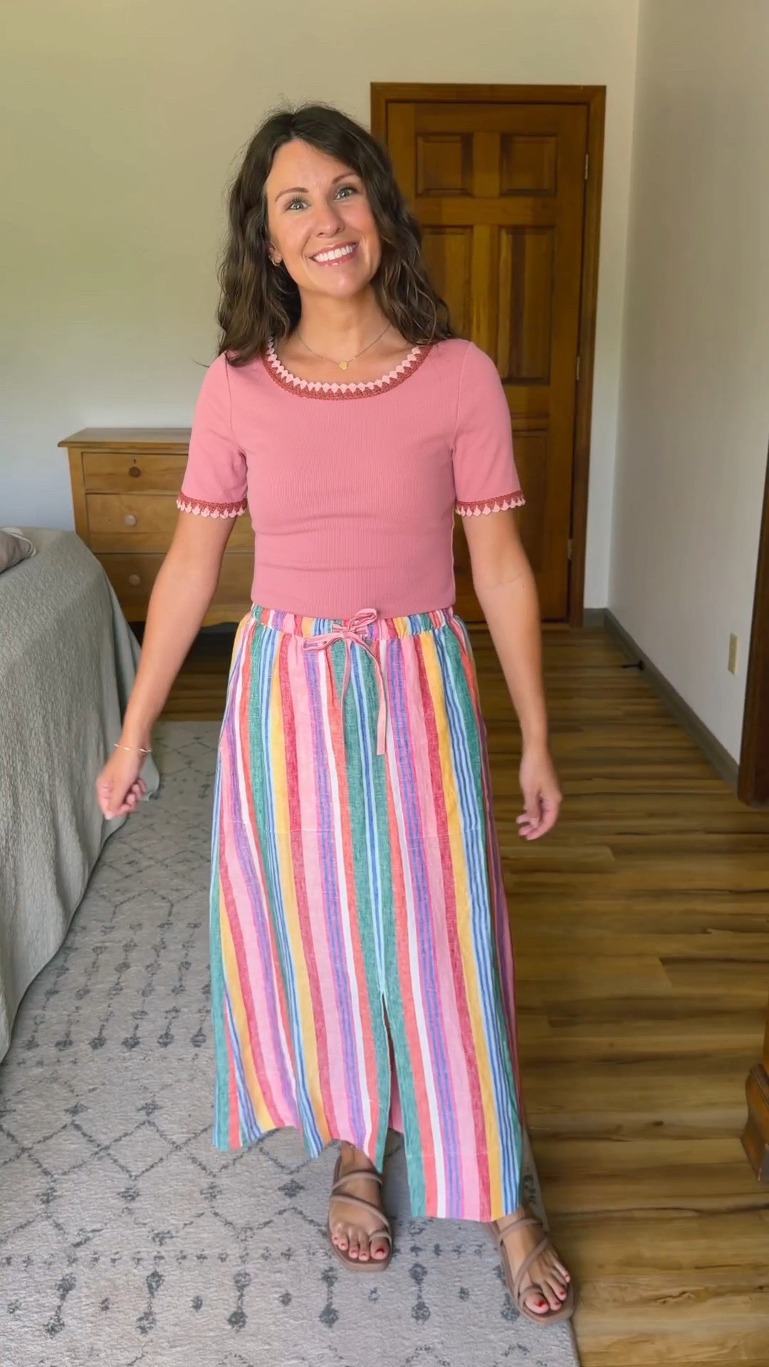 small/0 in my tee and 2 petite in my linen skirt (also linked similar). My croc sandals are size 6.

#LTKPetite #LTKgrwm #LTKSeasonal